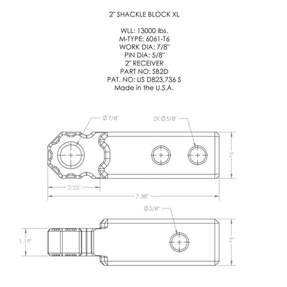Agency 6 Recovery Hitch Shackle Block 2" Assembly